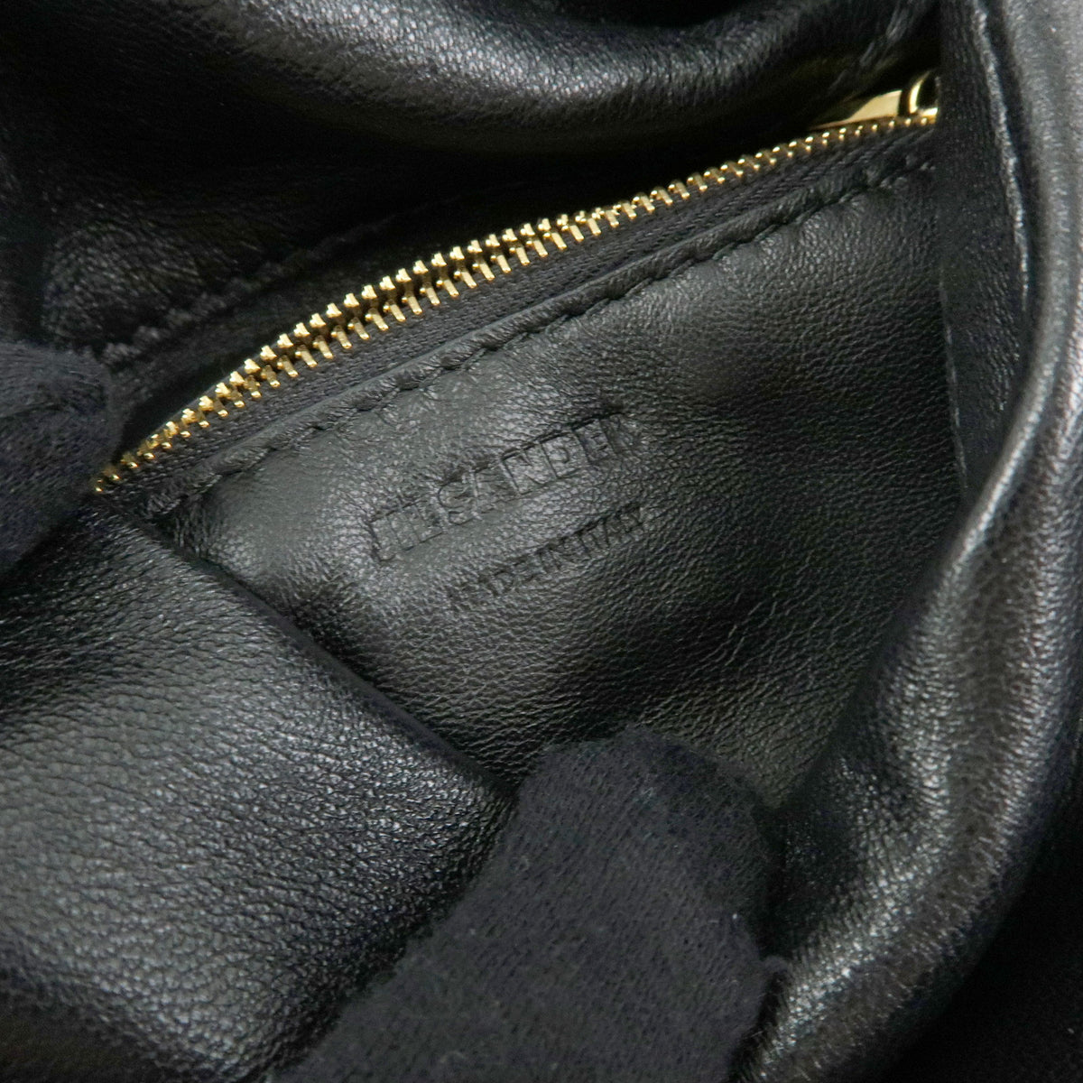 JIL SANDER Leather Sphere Pouch Clutch Hand Bag Black