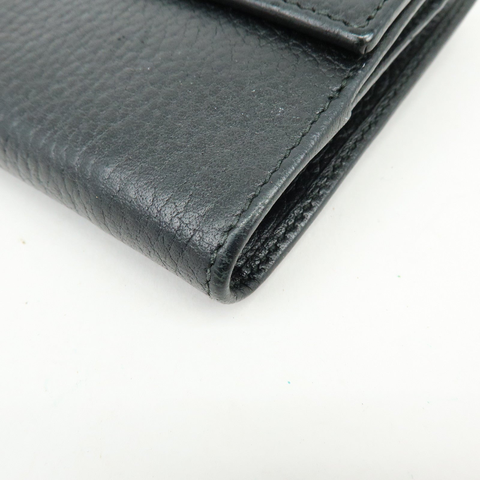 GUCCI GG Petit Marmont Leather Double Hook Compact Wallet Black 456122