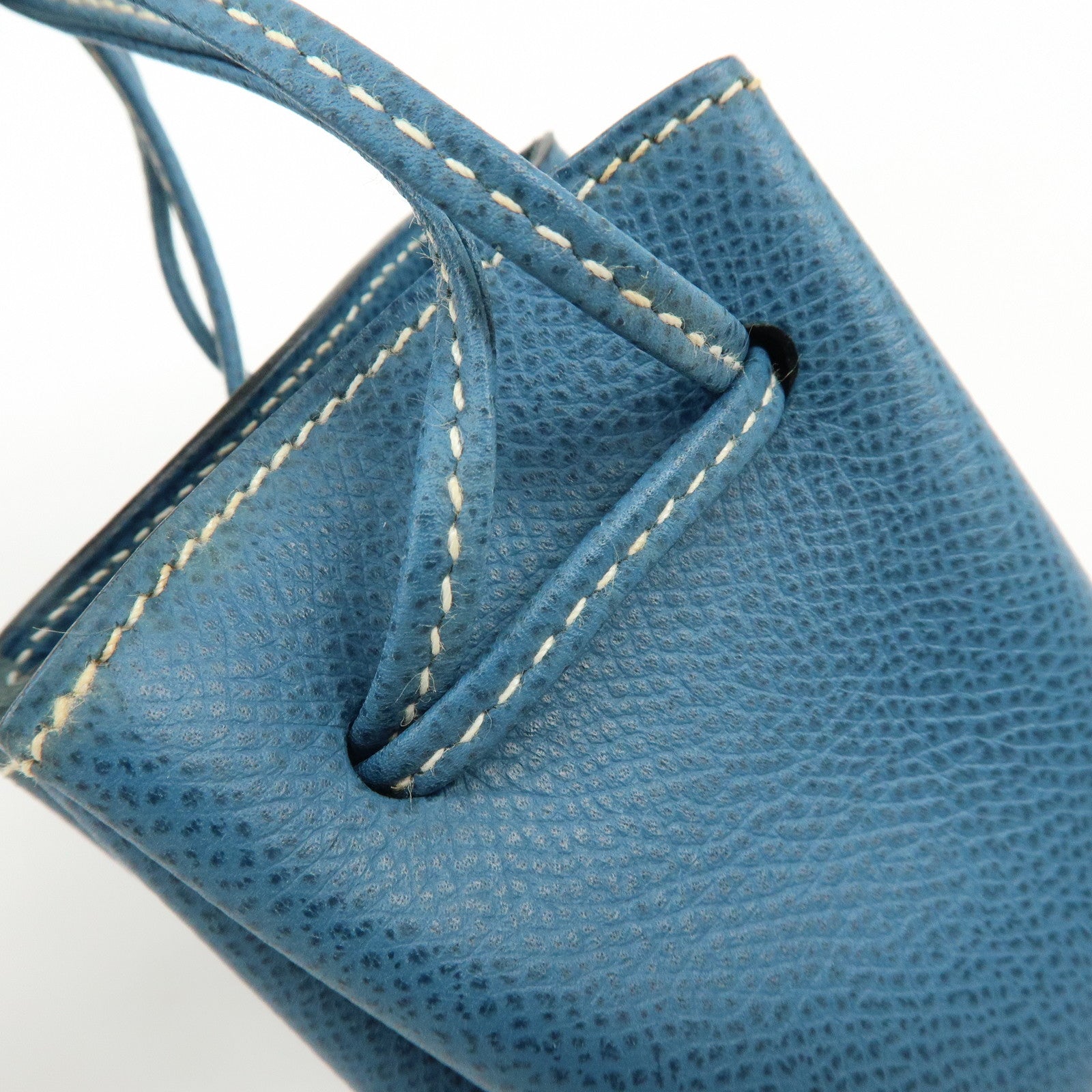 HERMES Courchevel Leather Pouch Blue Jean □G Stamped Blue Jean
