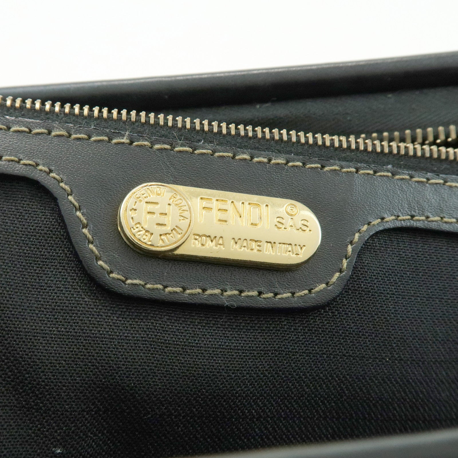 FENDI Pequin PVC Leather 2Way Bag Boston Bag Brown 259022