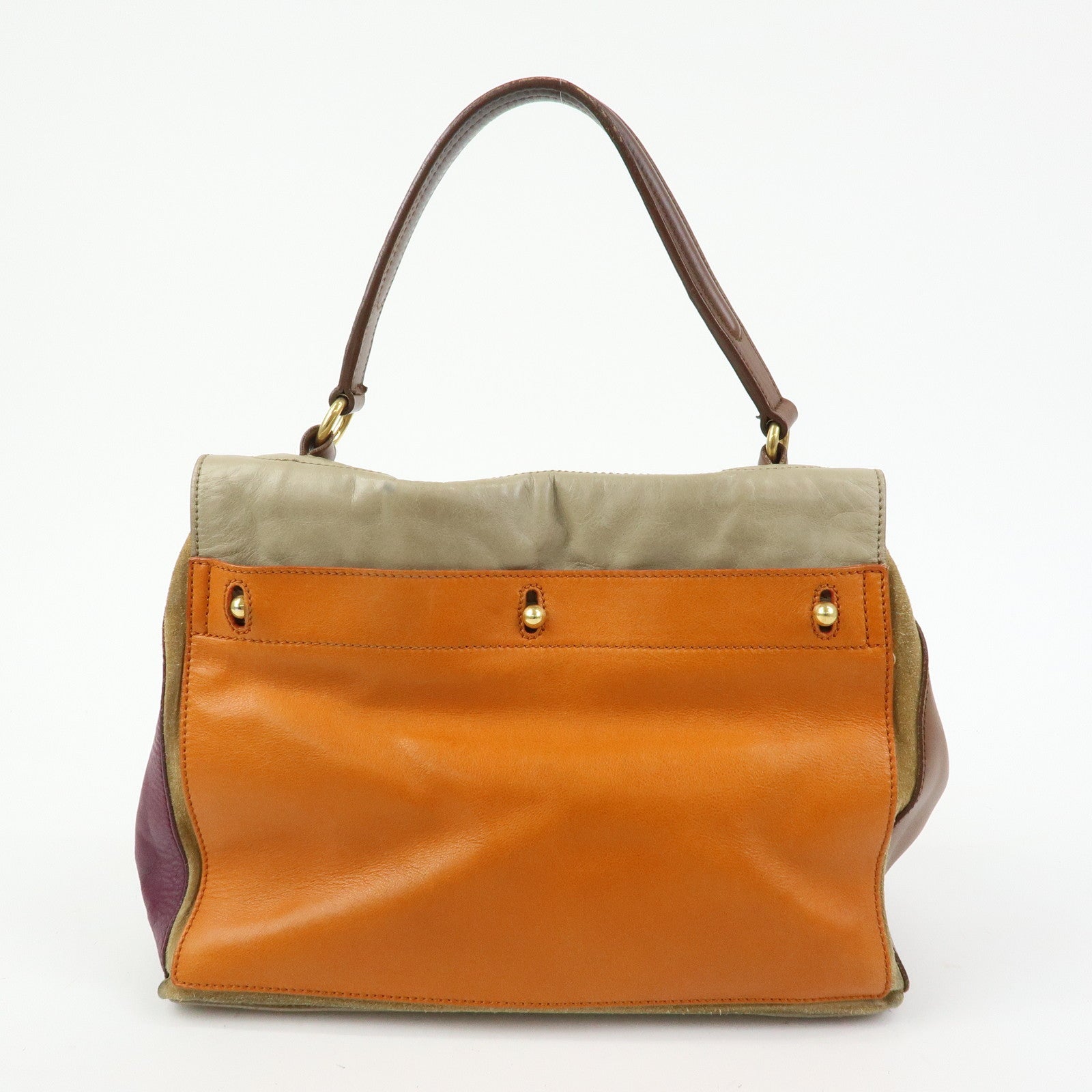 SAINT LAURENT PARIS Baby Cabas Muse Two Leather Suede Hand Bag