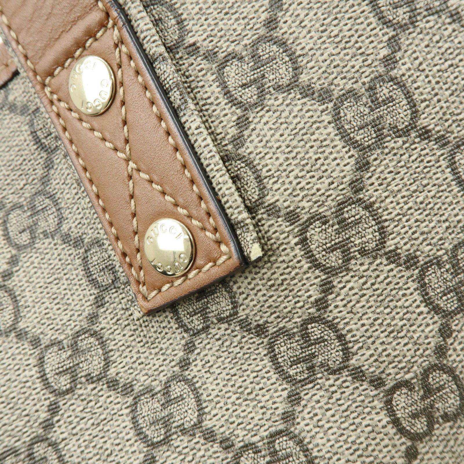 GUCCI Sherry GG Supreme Leather Tote Hand Bag Beige Brown 211134