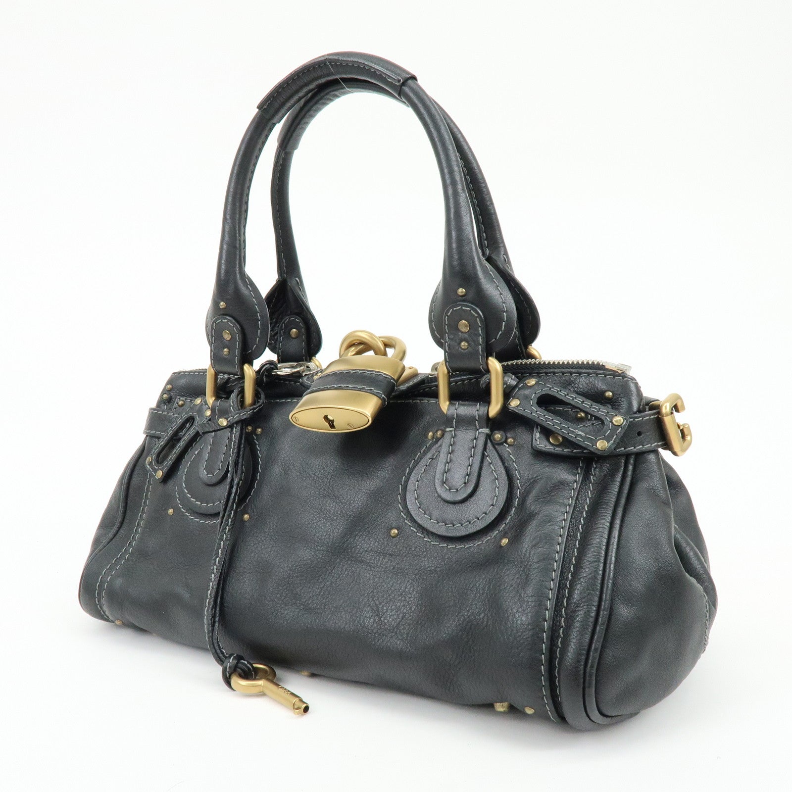 Chloe Paddington Leather Hand Bag Shoulder Bag Black