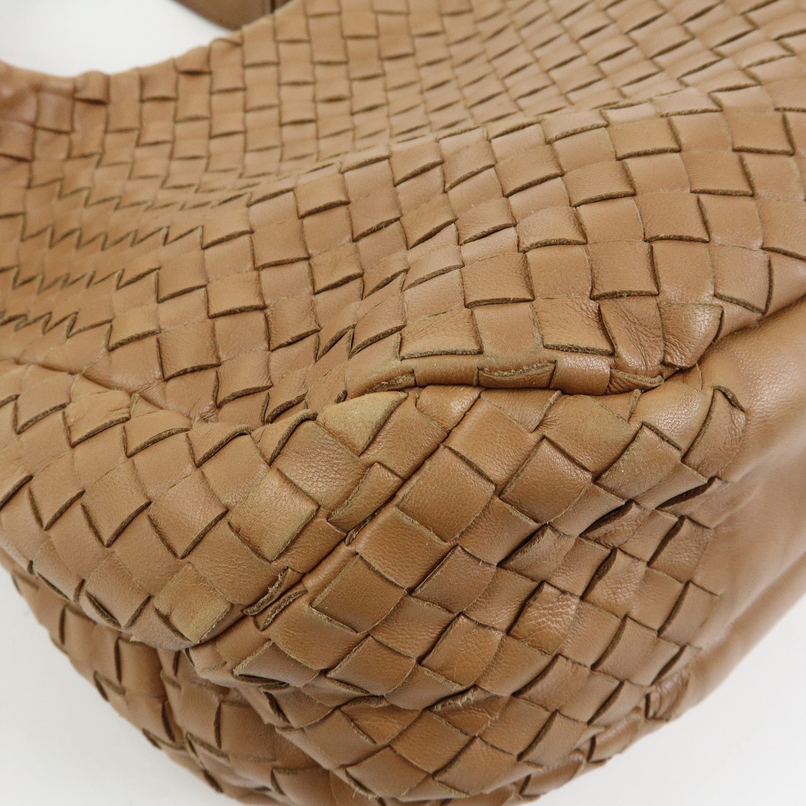 BOTTEGA VENETA Intrecciato Campana Medium Leather Hobo Bag Beige 125787
