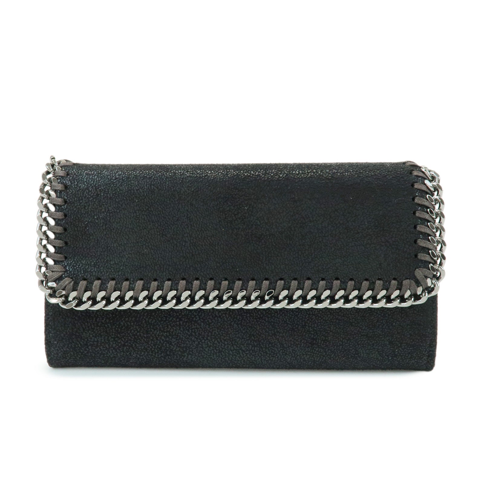 STELLA MCCARTNEY Falabella Faux Leather Flap Long Wallet Black