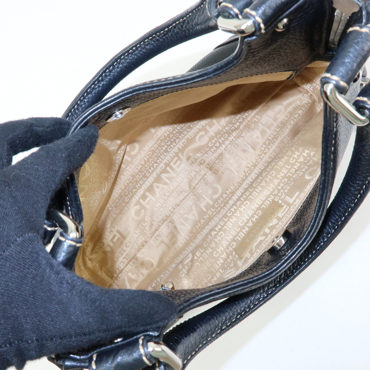CHANEL LAX Leather Shoulder Bag Hand Bag Tassel Black A23055