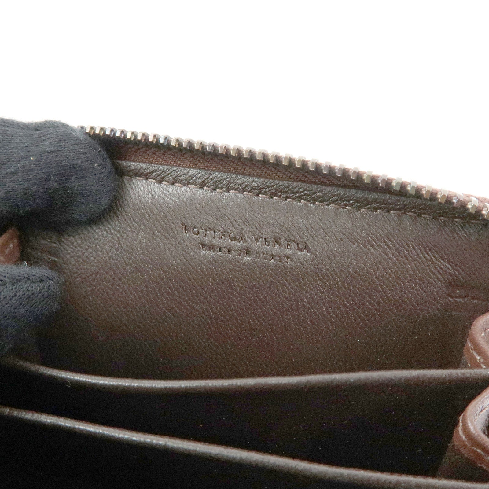 BOTTEGA VENETA Intrecciato Leather Round Zippy Coin Case Brown