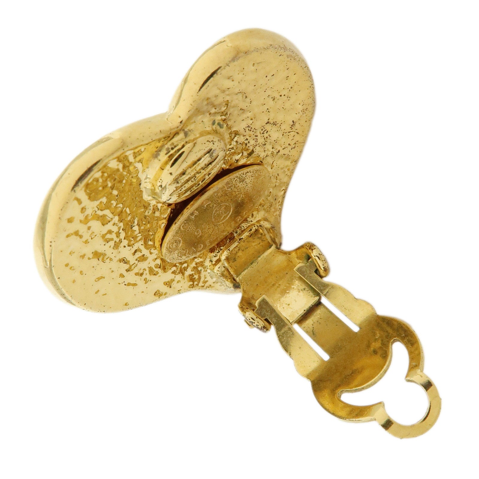 CHANEL COCO Mark Gold Plated Heart Clip on Earrings Gold