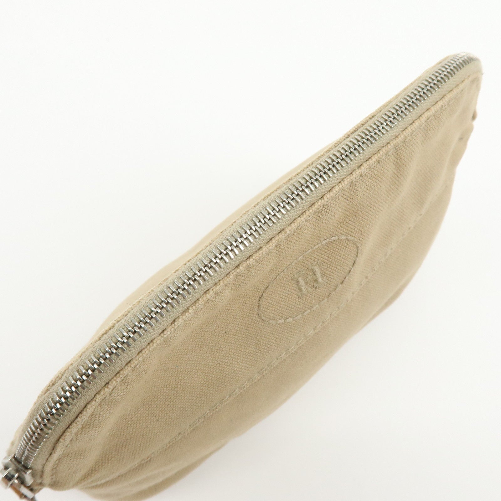 HERMES Bolide Mini Cotton Leather Canvas Pouch Cosmetic Pouch Beige