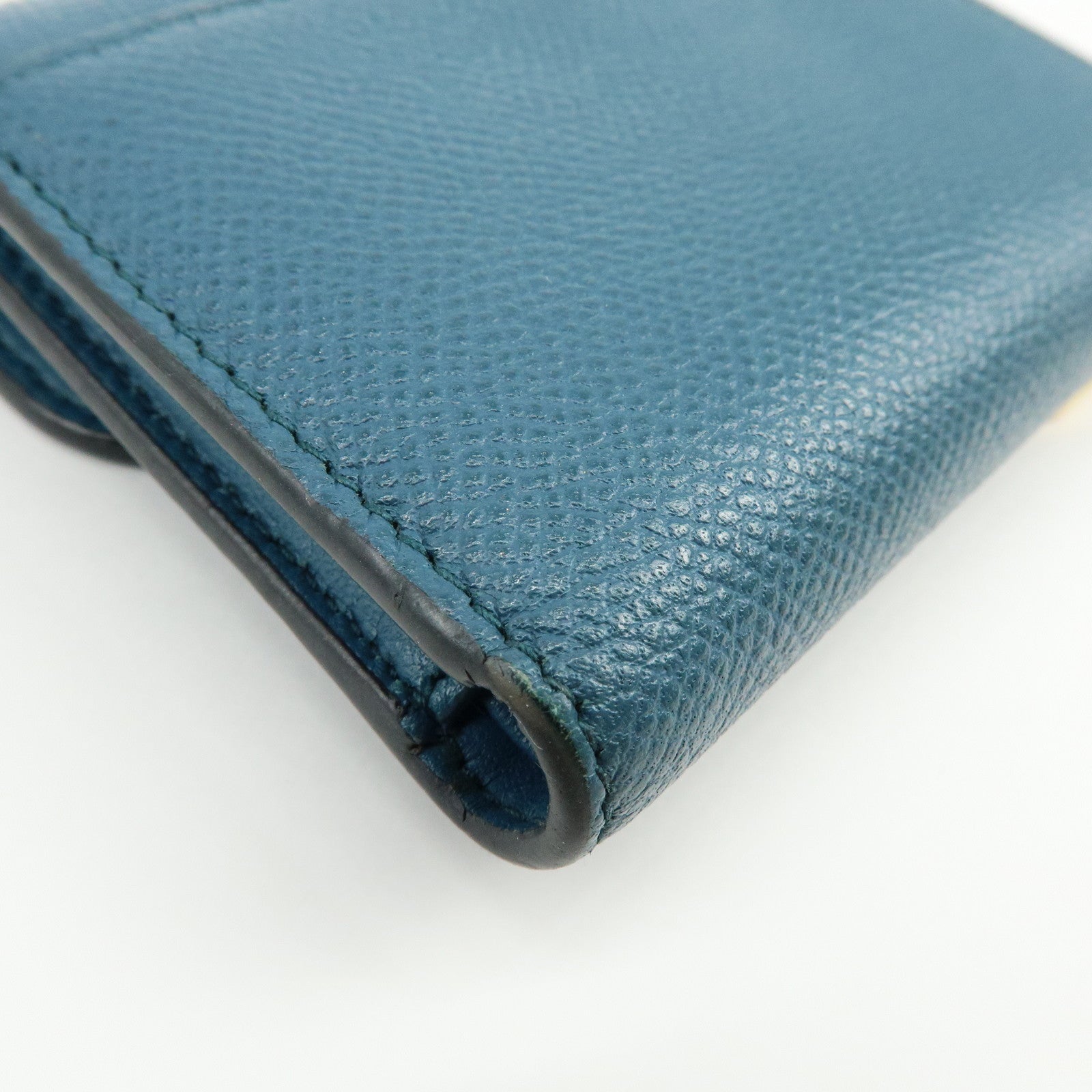 Christian Dior Saddle Leather Tri-Fold Compact Wallet Blue
