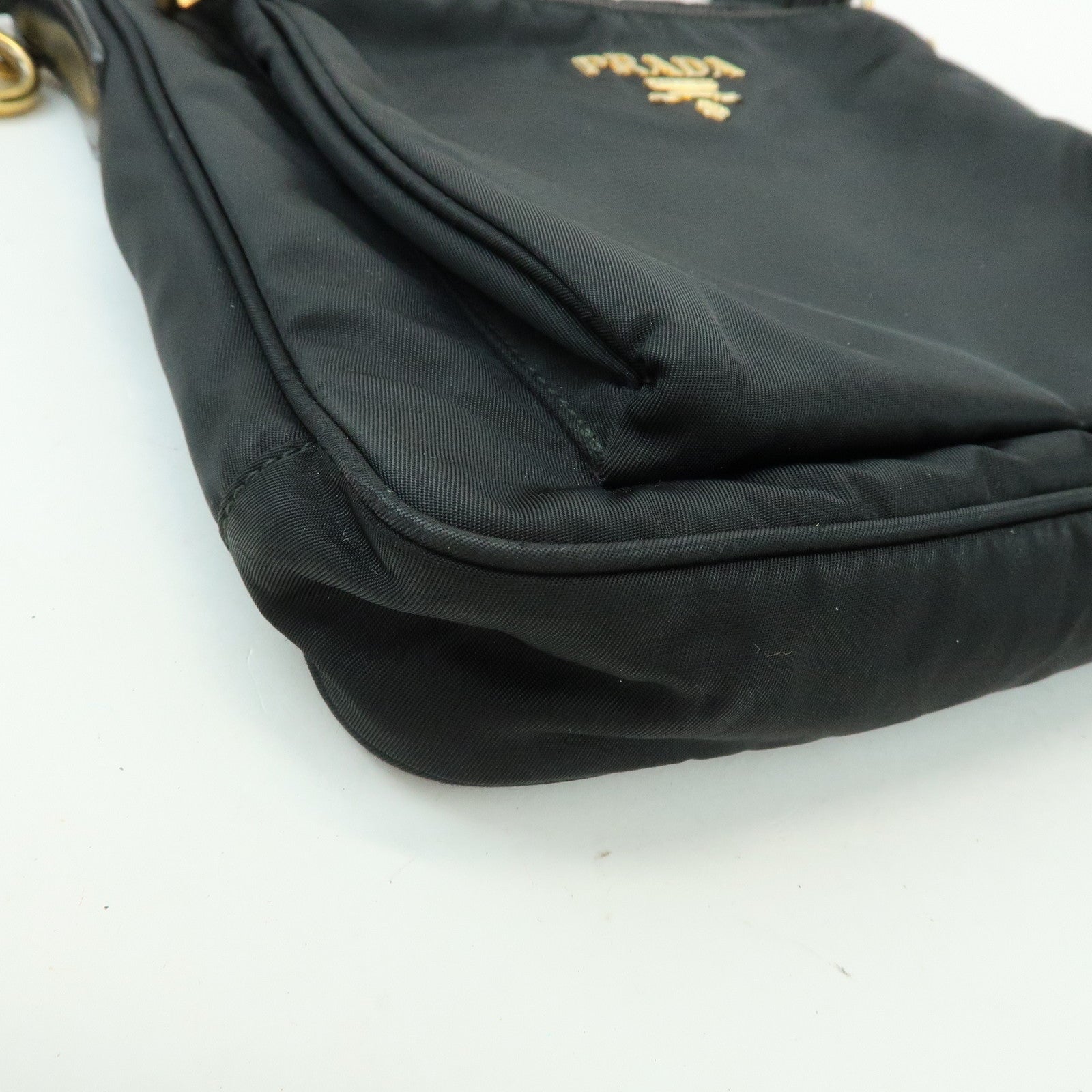PRADA Nylon Saffiano Leather Shoulder Bag Crossbody Bag Black