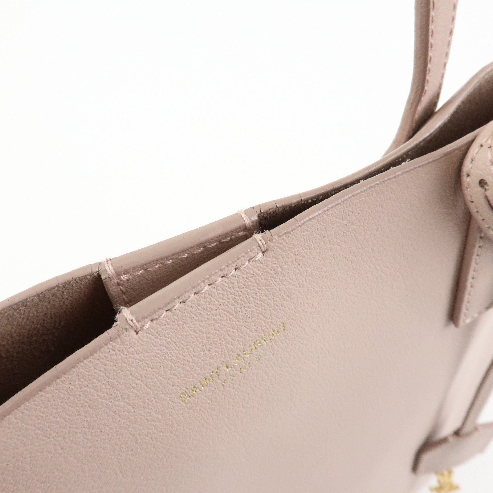 SAINT LAURENT PARIS Casandra Leather Tote Bag Shoulder Bag Pink Beige