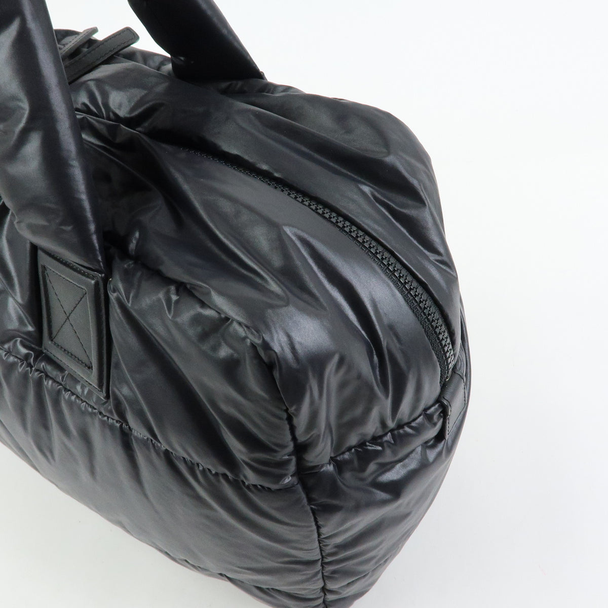 CHANEL COCO COCOON COCO Mark Nylon Leather Boston Bag Black A47092