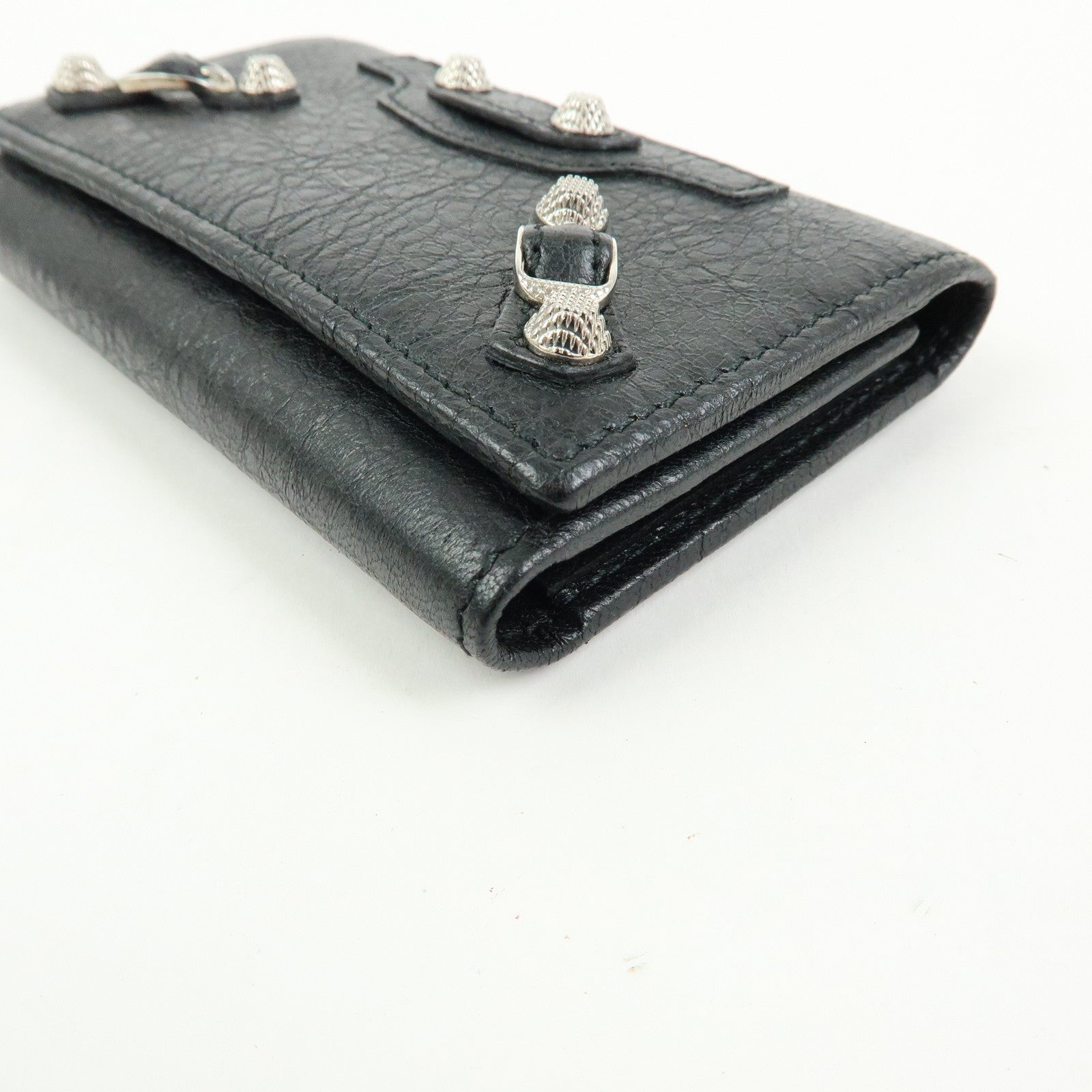 BALENCIAGA Leather Giant Osaka 6 Ring Key Case Key Holder Black 285377