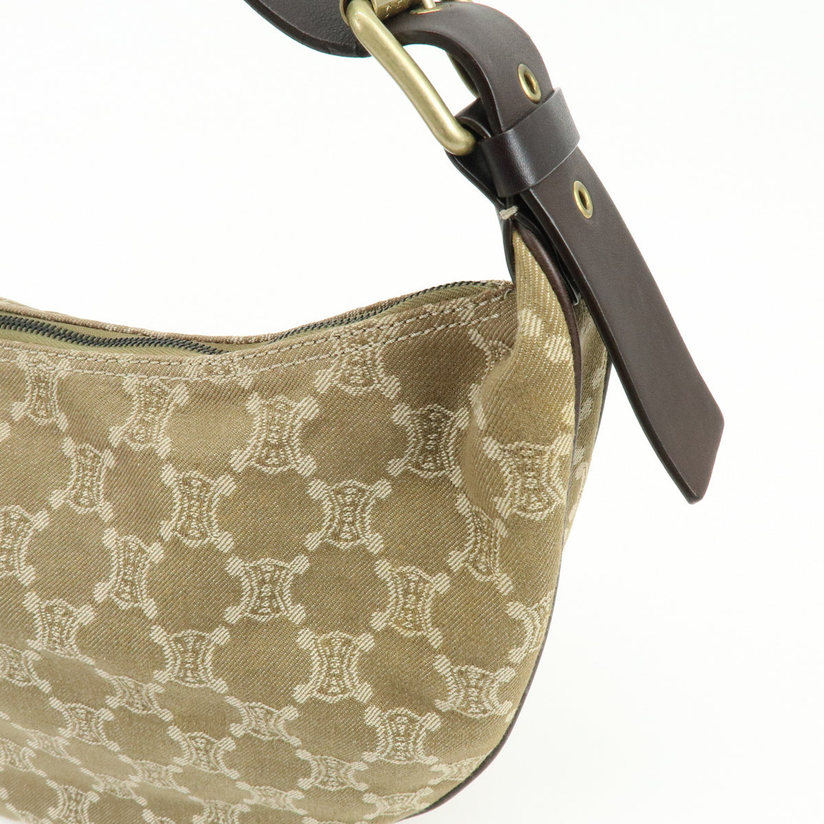 CELINE Macadam Canvas Leather Shoulder Bag Crossbody Bag Beige