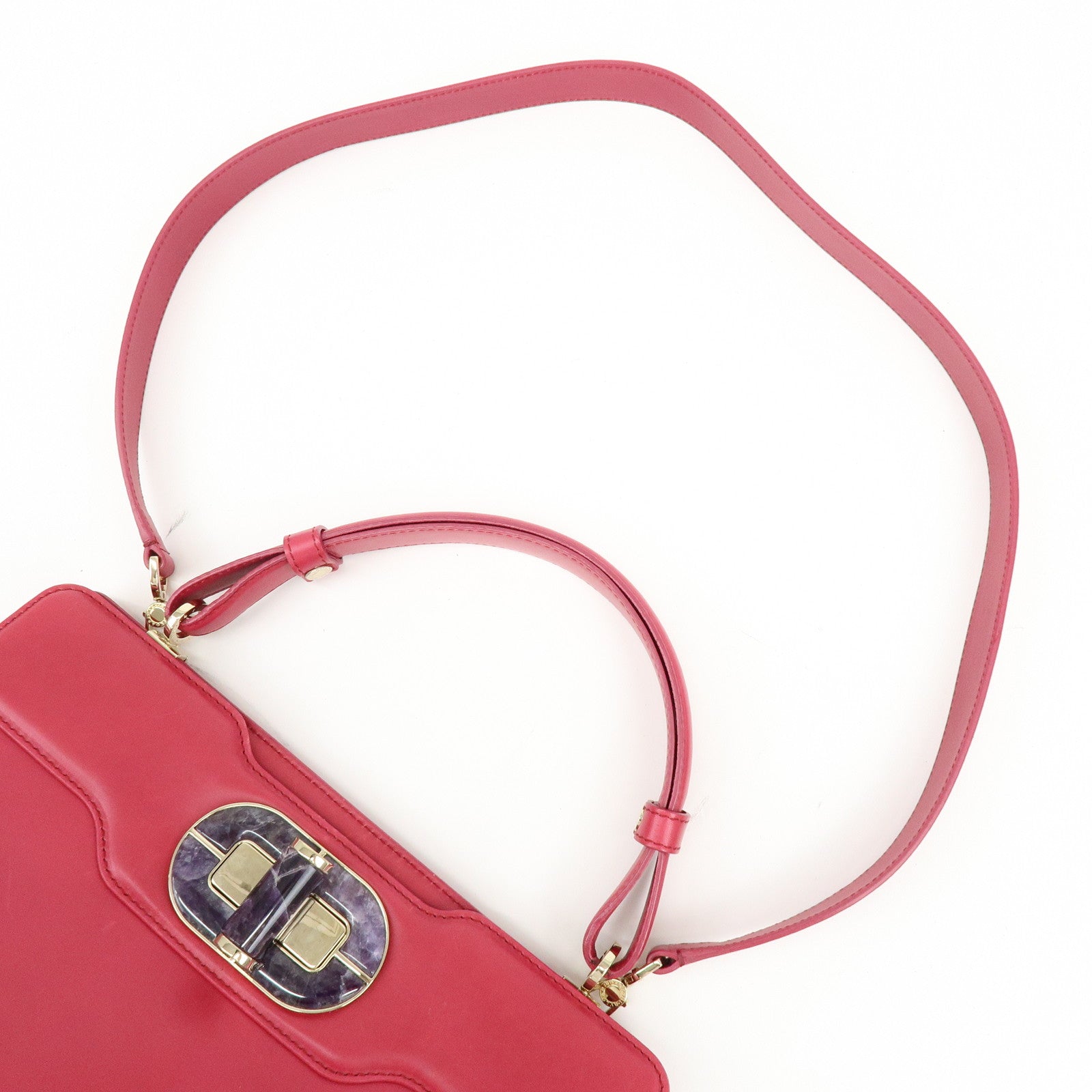 BVLGARI Isabella Rossellini Leather 2Way Bag Hand Bag Magenta