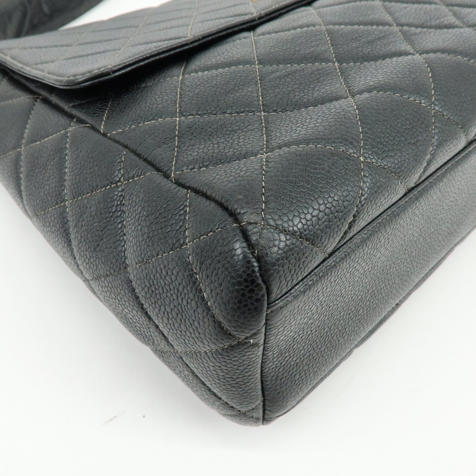 CHANEL COCO Mark Matelasse Caviar Skin Shoulder Bag Black