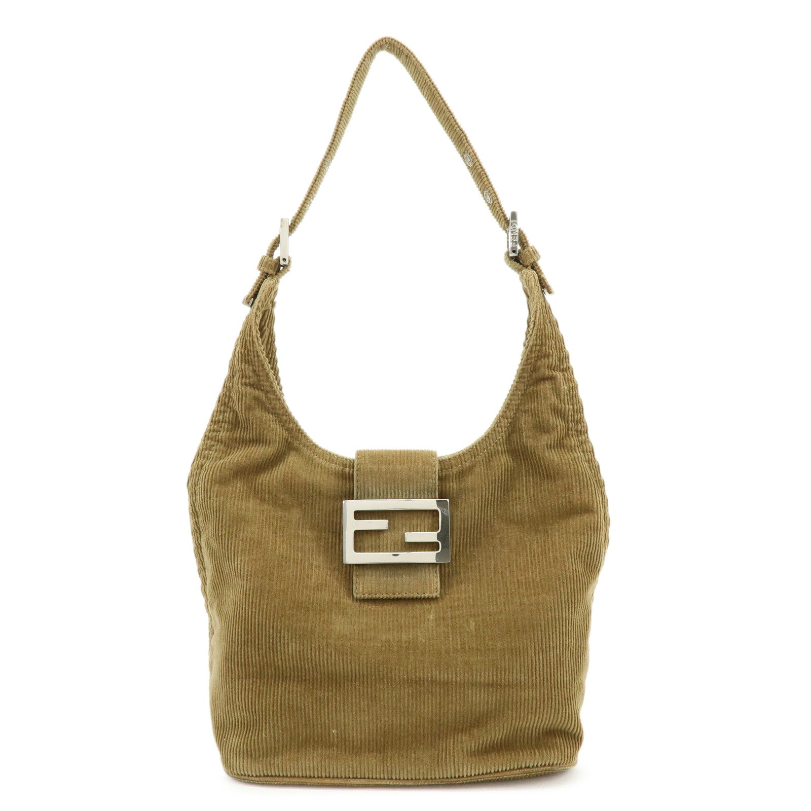 FENDI Corduroy Shoulder Bag Hand Bag Light Brown 26686