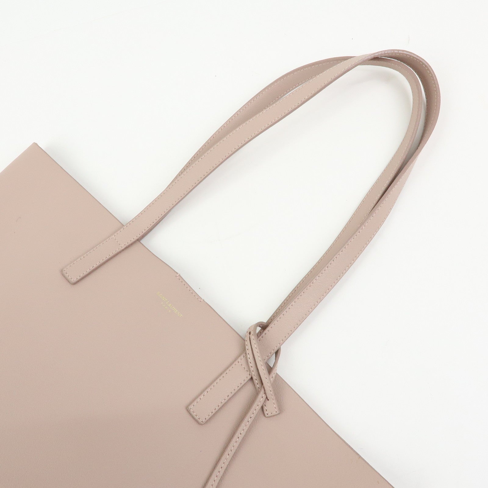 SAINT LAURENT PARIS Casandra Leather Tote Bag Shoulder Bag Pink Beige