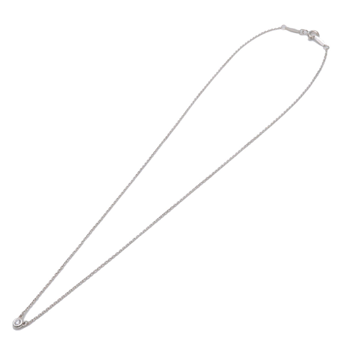 Tiffany & Co By The Yard 1P Diamond Necklace SV925 Silver