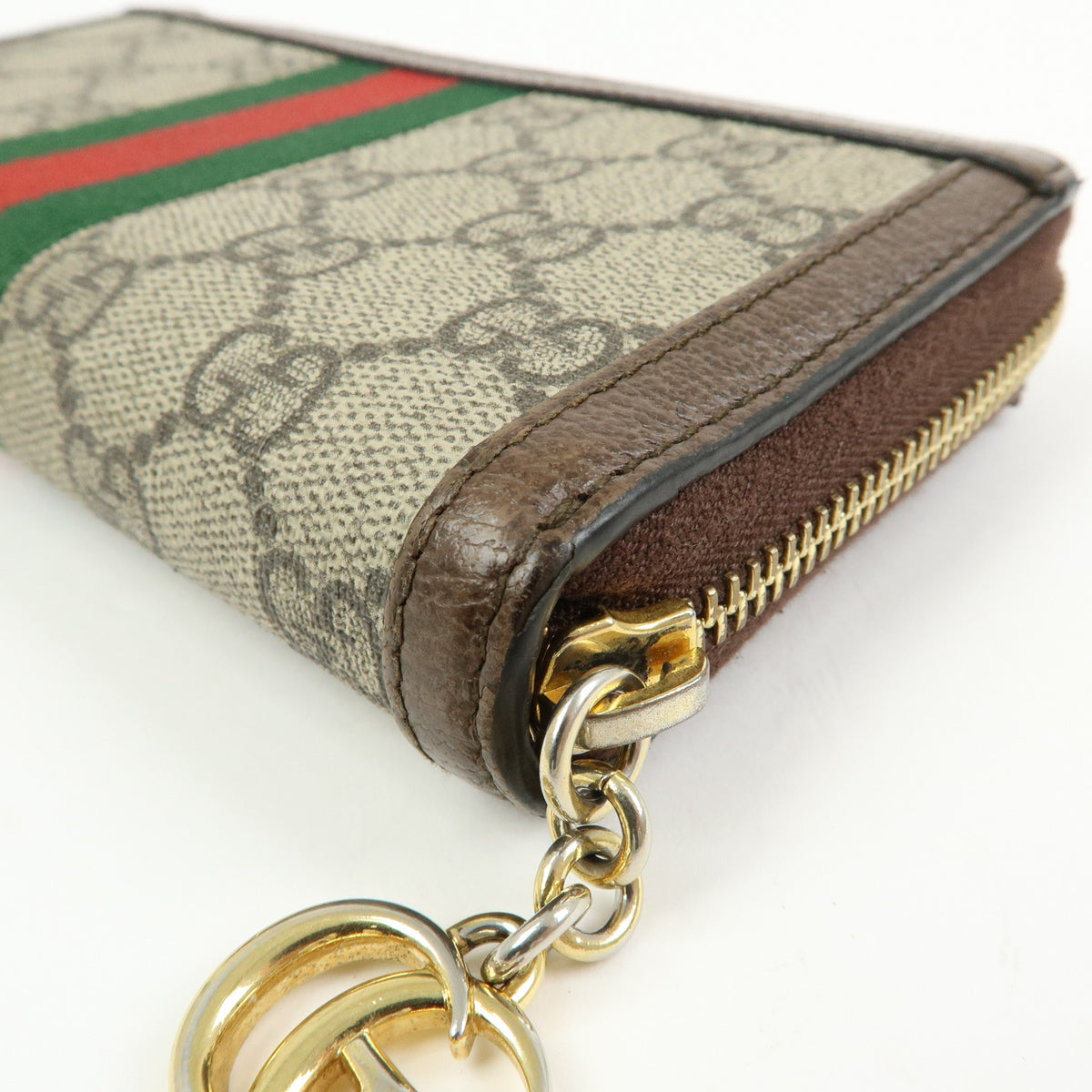 GUCCI Ophidia Sherry GG Supreme Leather Round Zippy Wallet 523154