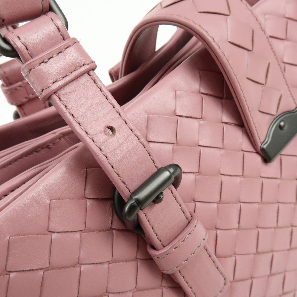 BOTTEGA VENETA Intrecciato Rome Leather 2Way Shoulder Bag Hand Bag Pink