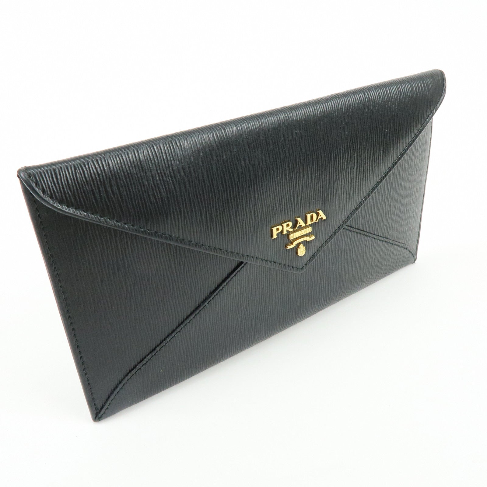 PRADA Saffiano Leather Flap Long Wallet Purse Black 1MF175