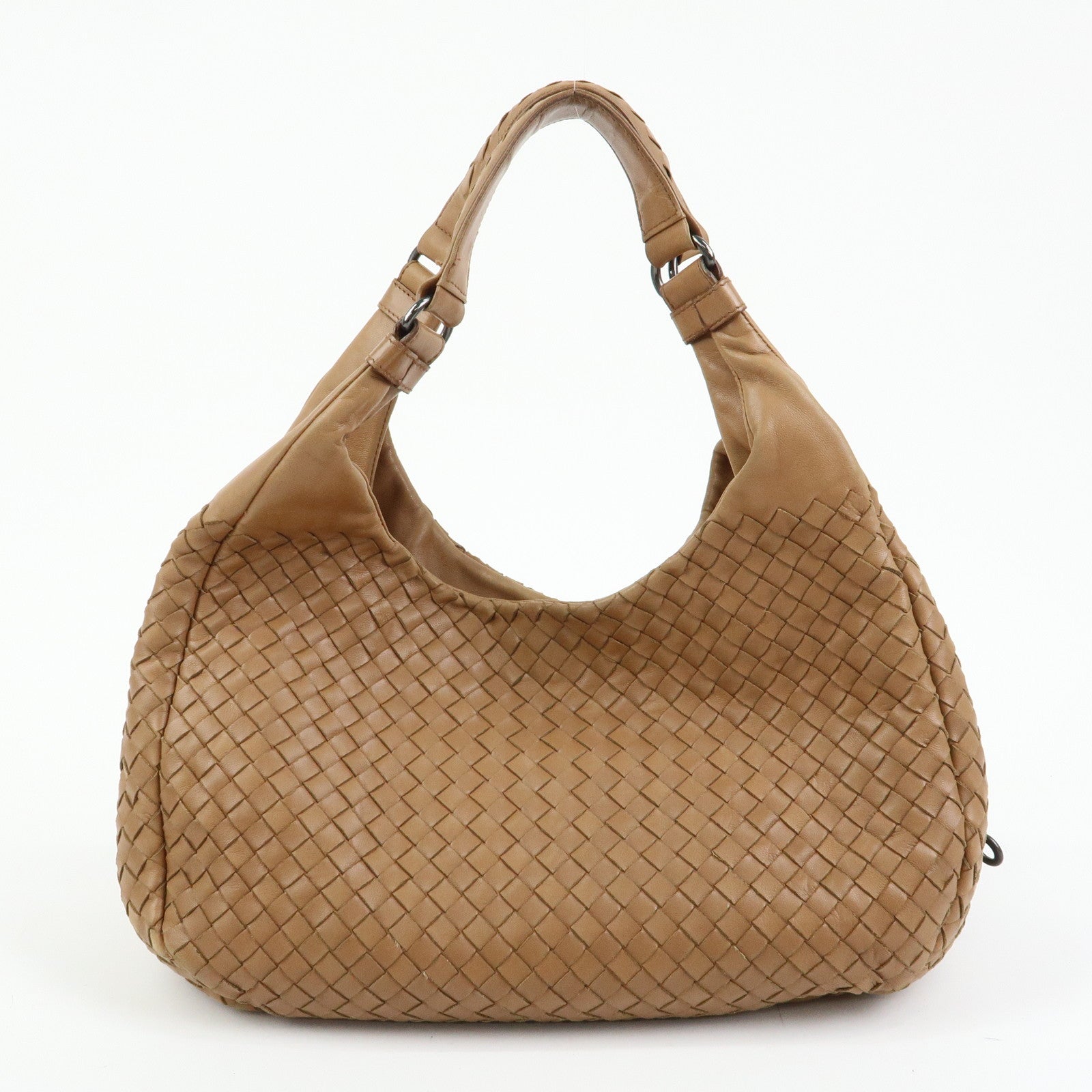 BOTTEGA VENETA Intrecciato Campana Medium Leather Hobo Bag Beige 125787