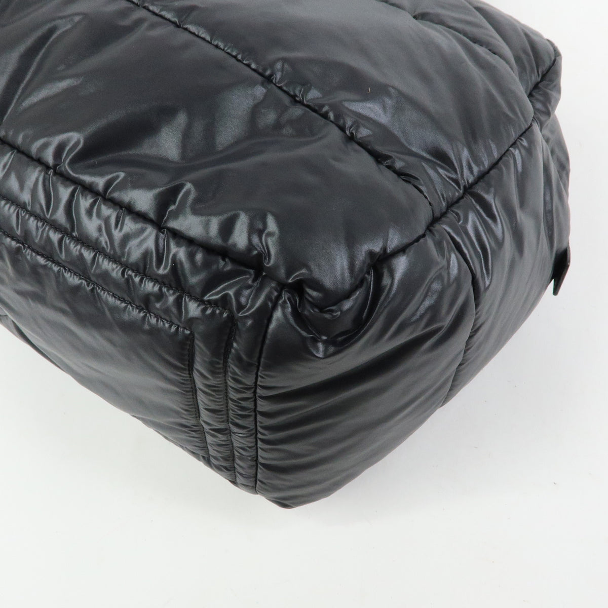 CHANEL COCO COCOON COCO Mark Nylon Leather Boston Bag Black A47092