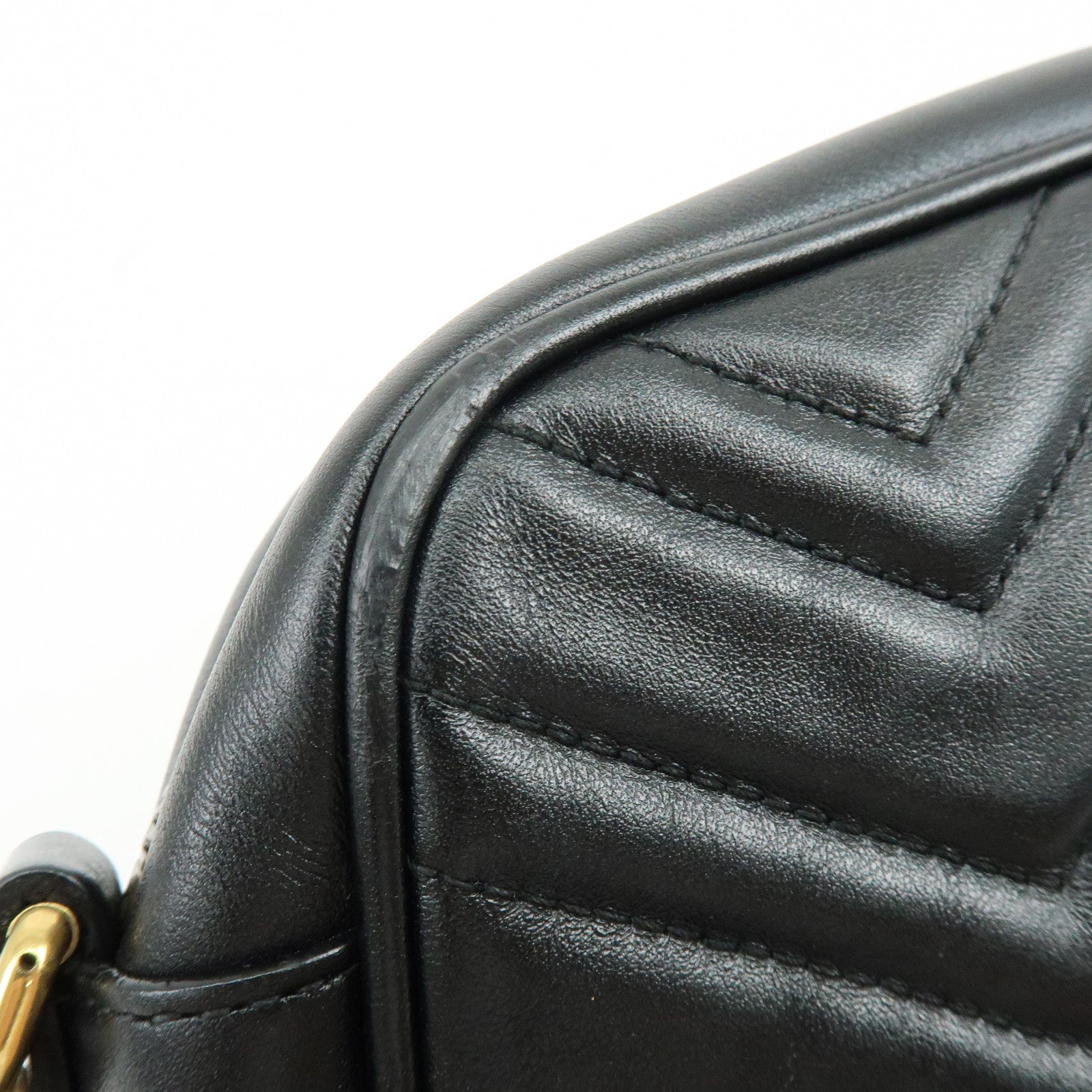 GUCCI GG Marmont Leather Shoulder Bag Crossbody Bag Black 447632
