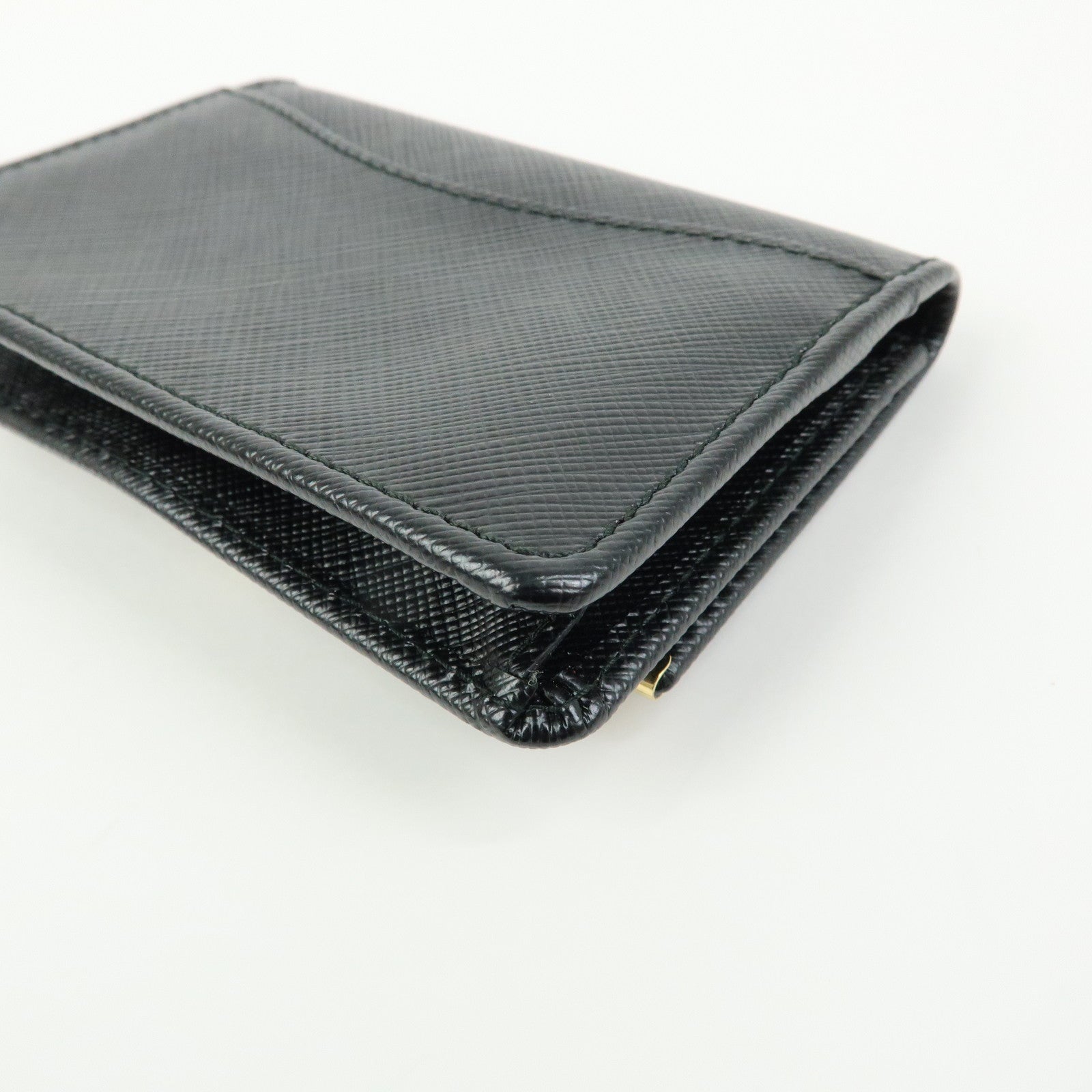 Ferragamo Gancini Embossed Leather Card Case Card Holder Black