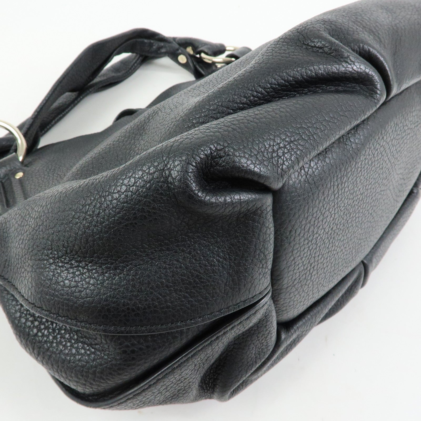 CELINE Macadam Bittersweet Leather Shoulder Bag Hand Bag Black