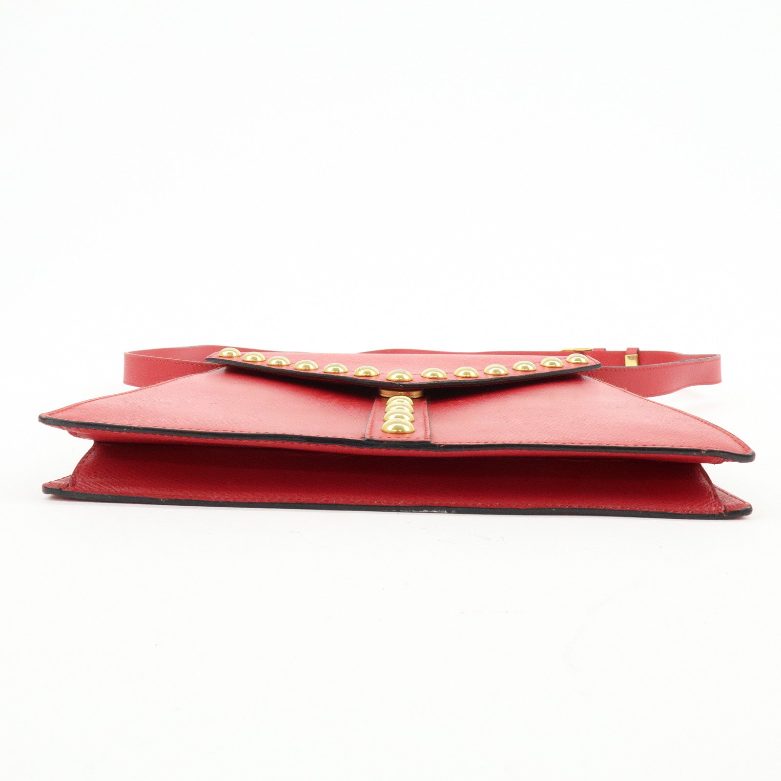 SAINT LAURENT PARIS Y-Line Leather Studs Shoulder Bag Crossbody Bag Red