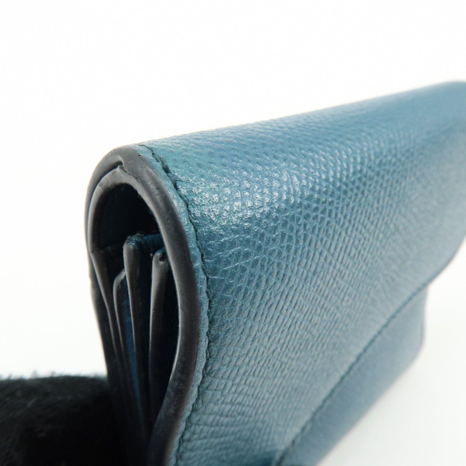 Christian Dior Saddle Leather Tri-Fold Compact Wallet Blue