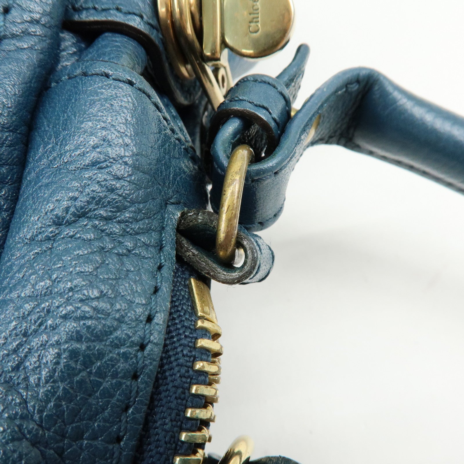 Chloe Paraty Leather 2Way Bag Hand Bag Shoulder Bag Blue