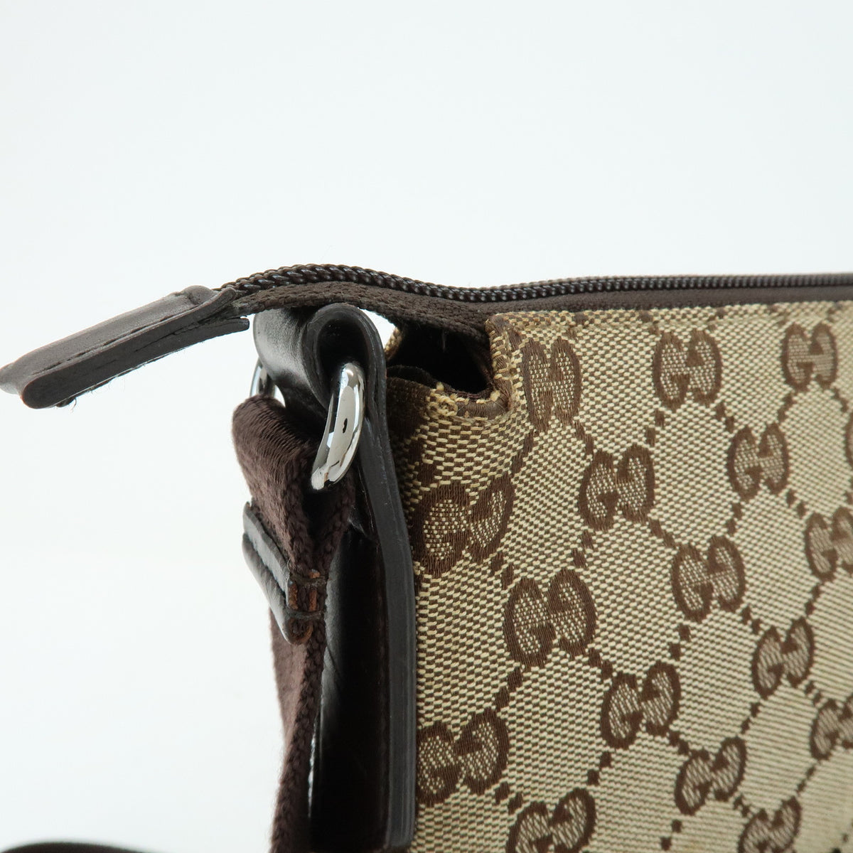 GUCCI GG Canvas Leather Shoulder Bag Crossbody Bag Beige Brown 145857