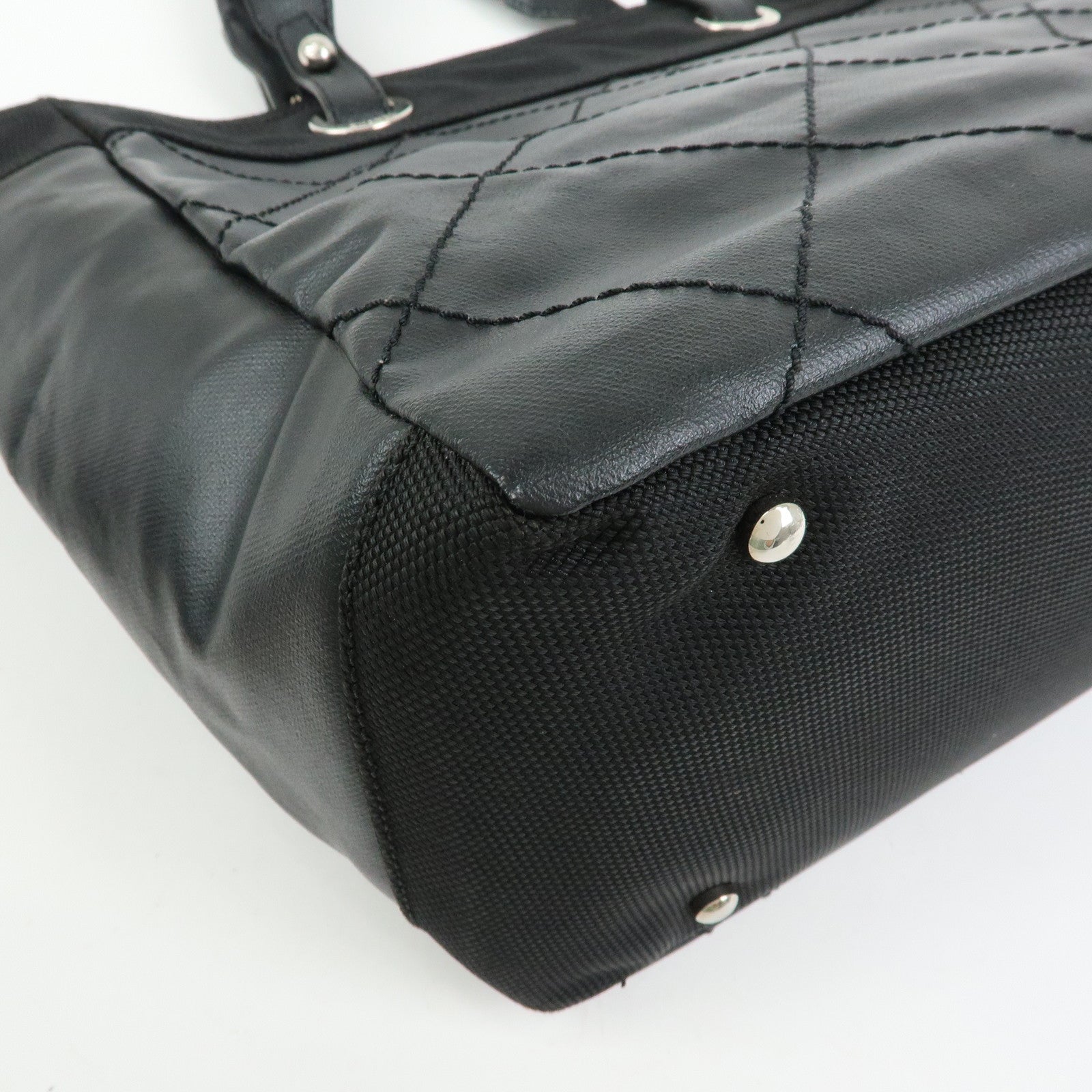 CHANEL Paris Biarritz MM PVC Leather Tote Bag Hand Bag Black A34209