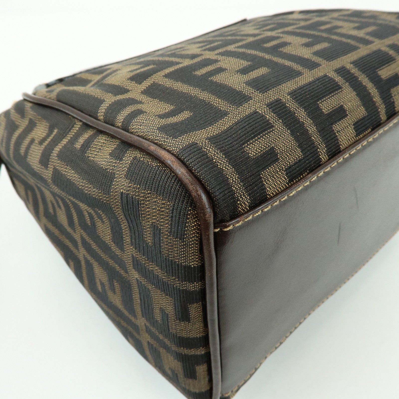 FENDI Zucca Canvas Leather Hand Bag Shoulder Bag Brown 15214