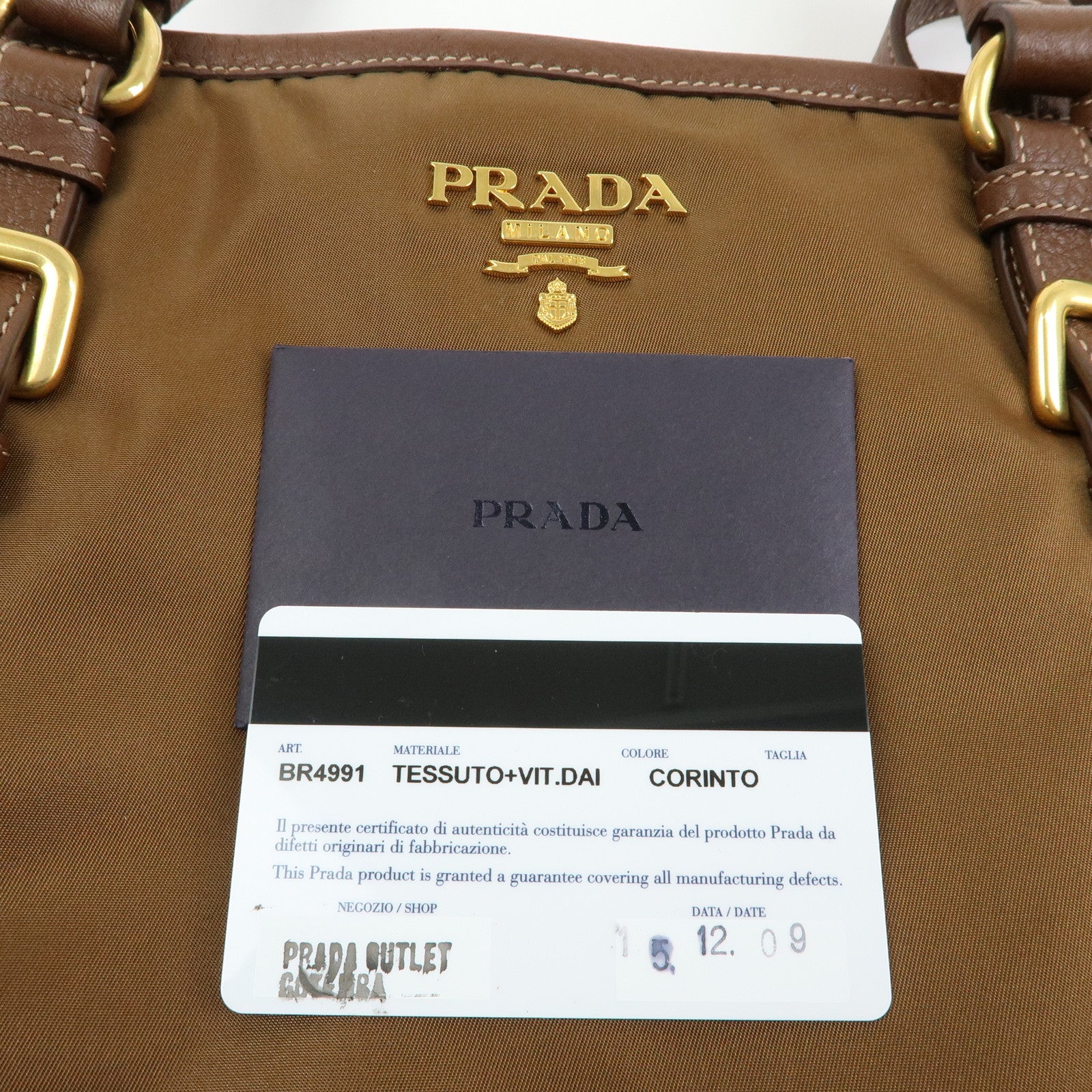 PRADA Logo Nylon Leather 2Way Bag Shoulder Bag Brown BR4991