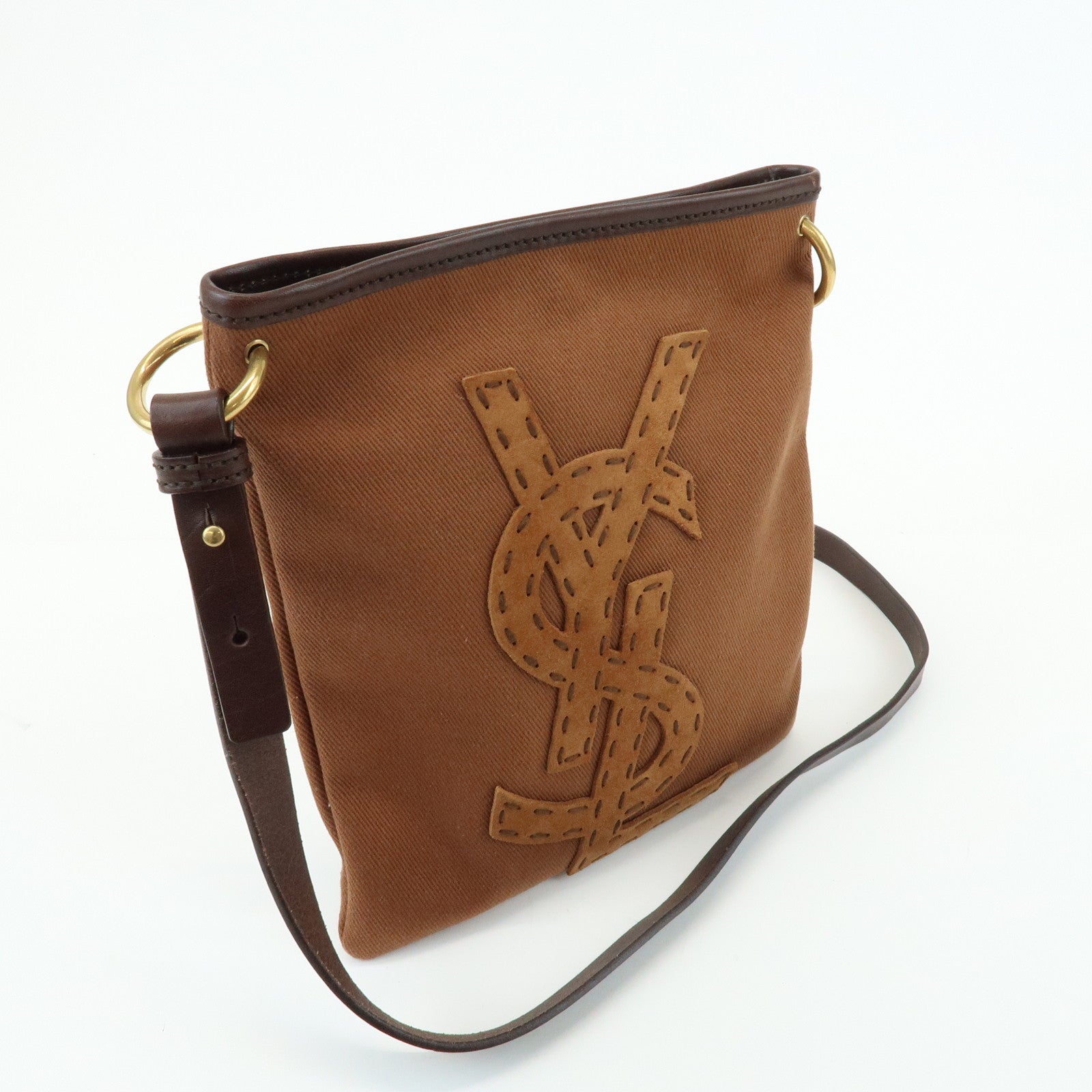 SAINT LAURENT PARIS Kahara Cassandra Canvas Leather Shoulder Bag