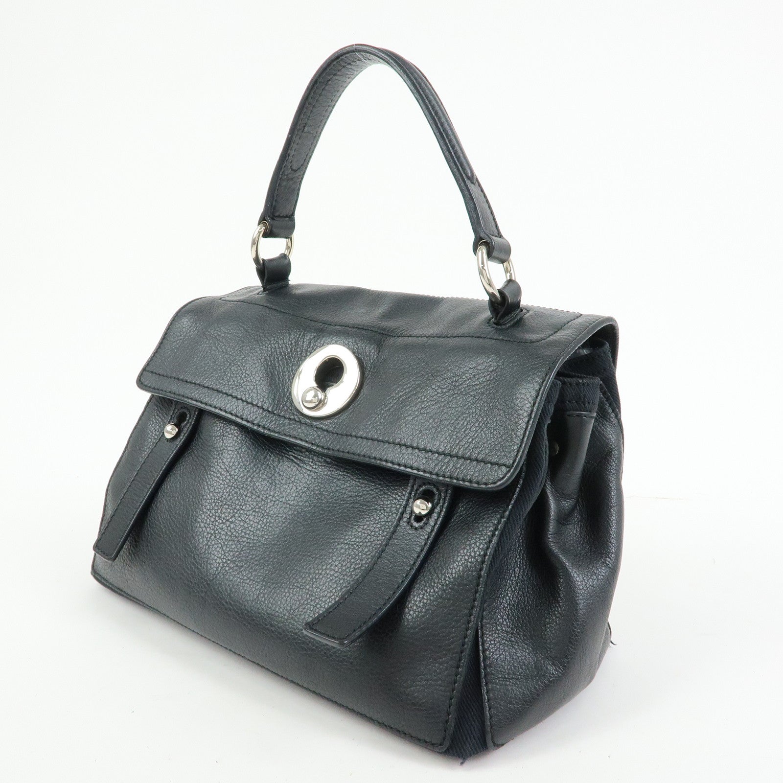 SAINT LAURENT PARIS Muse Two Leather 2Way Hand Bag Black
