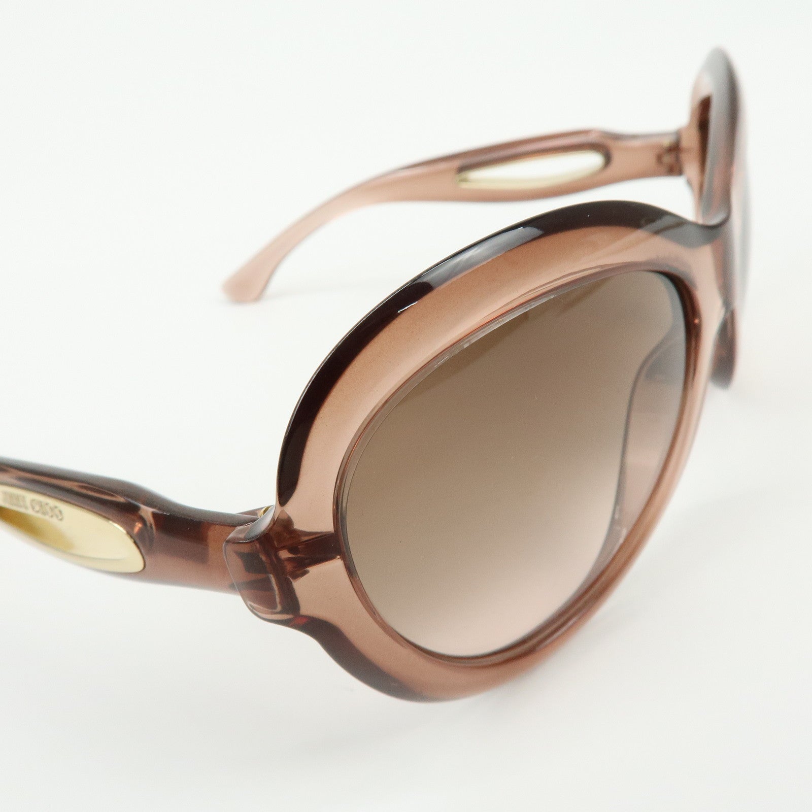 JIMMY CHOO Plastic Oval Cat Eye Sunglasses Transparent Brown