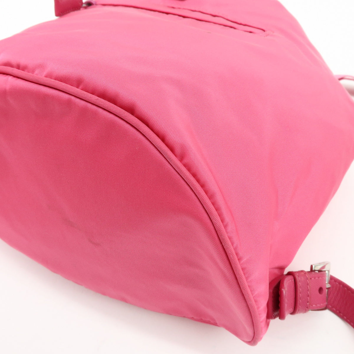 PRADA Triangle Log Nylon Leather Backpack Rucksack Pink BZ0032
