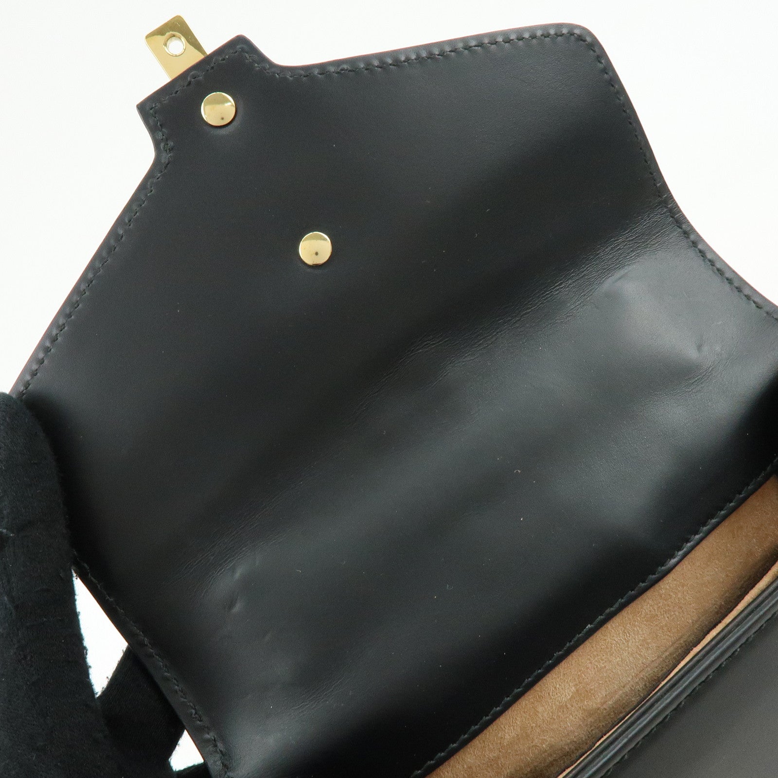 GUCCI Sylvie Sherry Calf Leather Chain Shoulder Bag Black 431666