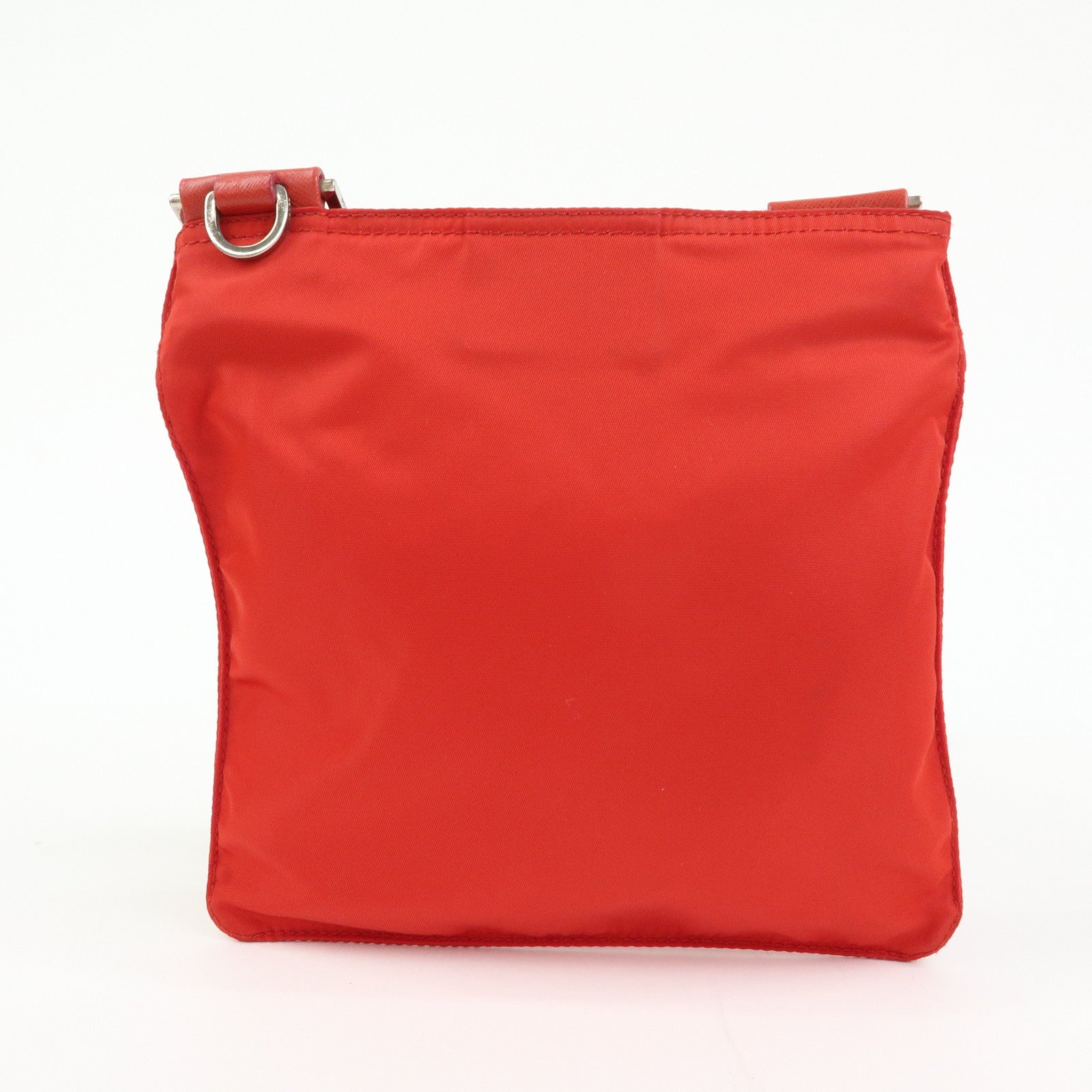 PRADA Triangle Logo Nylon Shoulder Bag Crossbody Bag Red Beige B7372