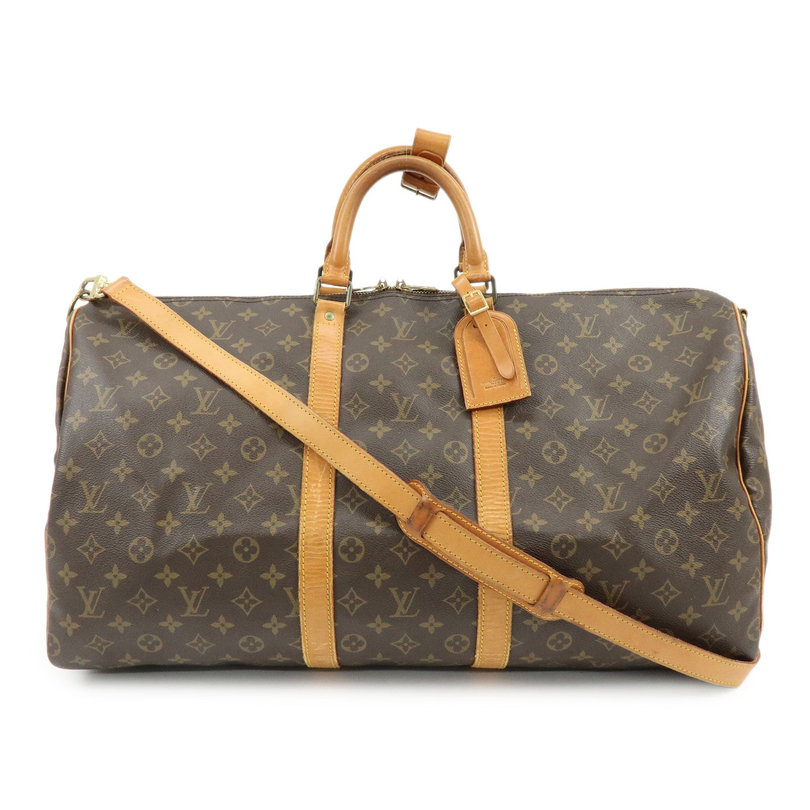 Louis Vuitton Monogram Keep All 55 Bandouliere Boston Bag Brown M56714