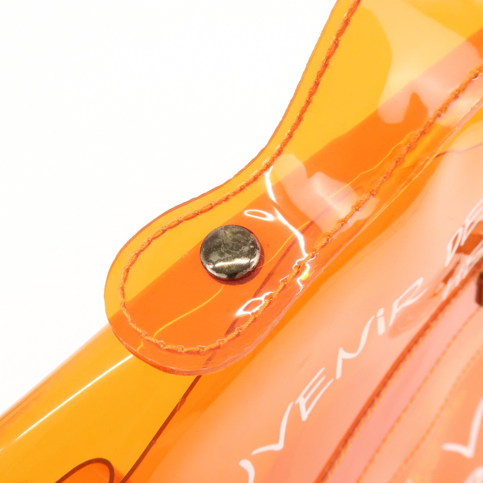 HERMES Kelly Vinyl Hand Bag Clear Orange