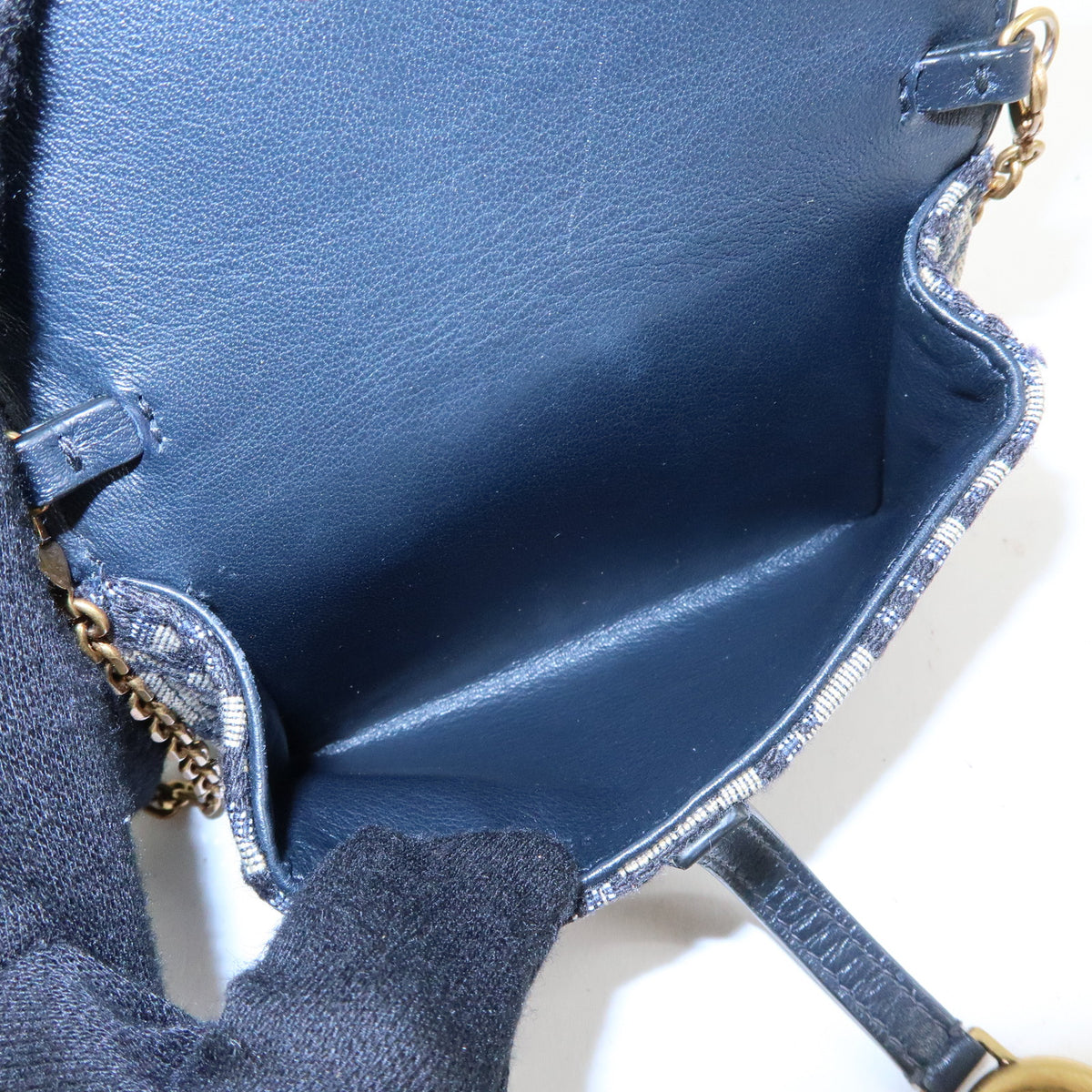 Christian Dior Oblique Saddle Jacquard Canvas Chain Shoulder Pouch