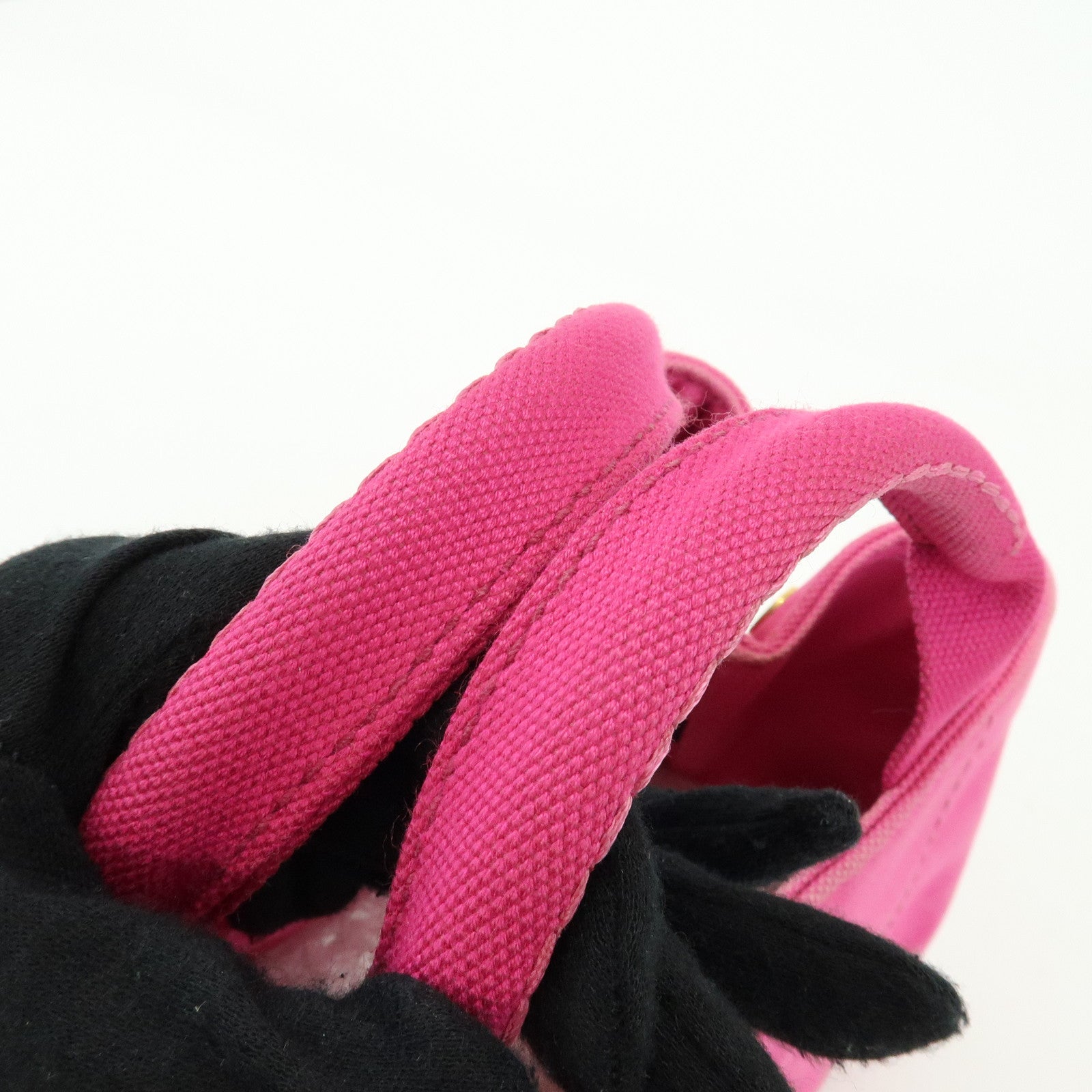 PRADA Triangle Logo Canapa Mini Canvas Tote Hand Bag Pink BN2439
