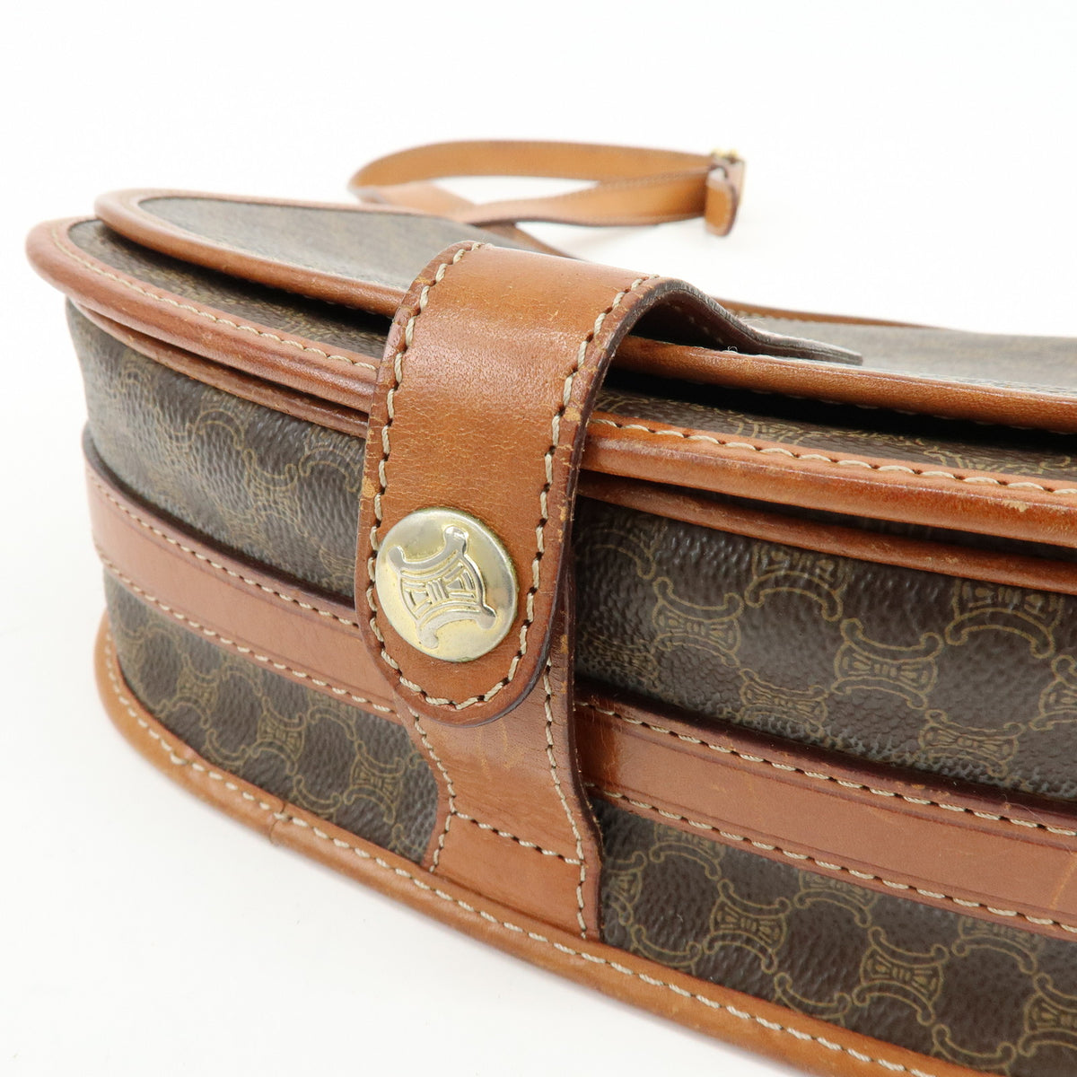 CELINE Macadam Canvas Leather Shoulder Bag Crossbody Bag Brown